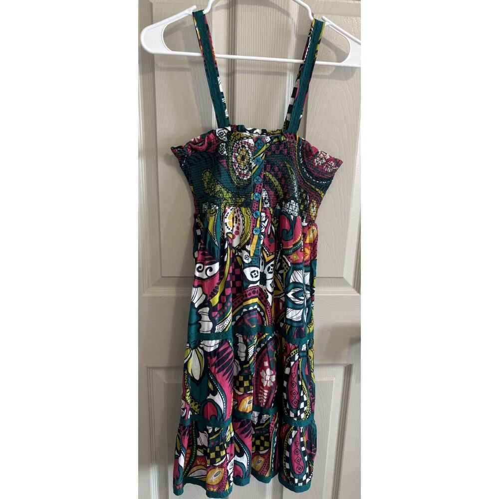 O'Neill‎ Women's Boho Print Skater Dress Multicolor Smocked Bodice Large Casual